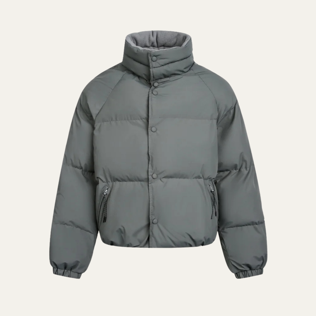 Mens Winter Puffer Jacket with Stand Collar Warm