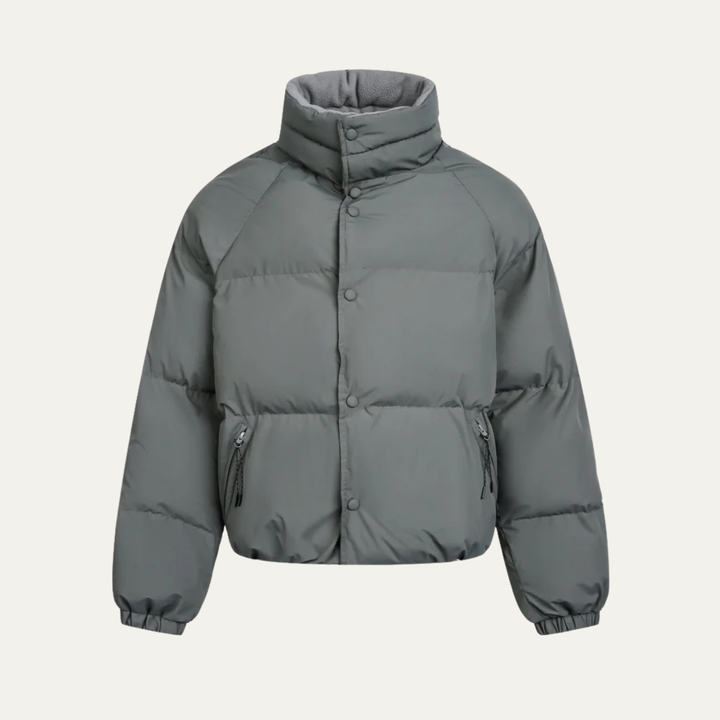 Mens Winter Puffer Jacket with Stand Collar Warm
