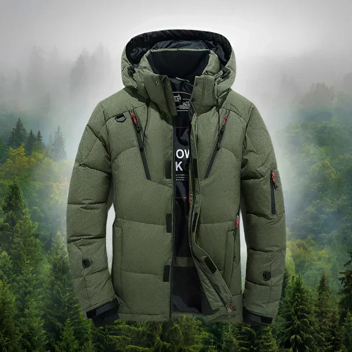 Mens Down Parka with Removable Hood Insulated Warm