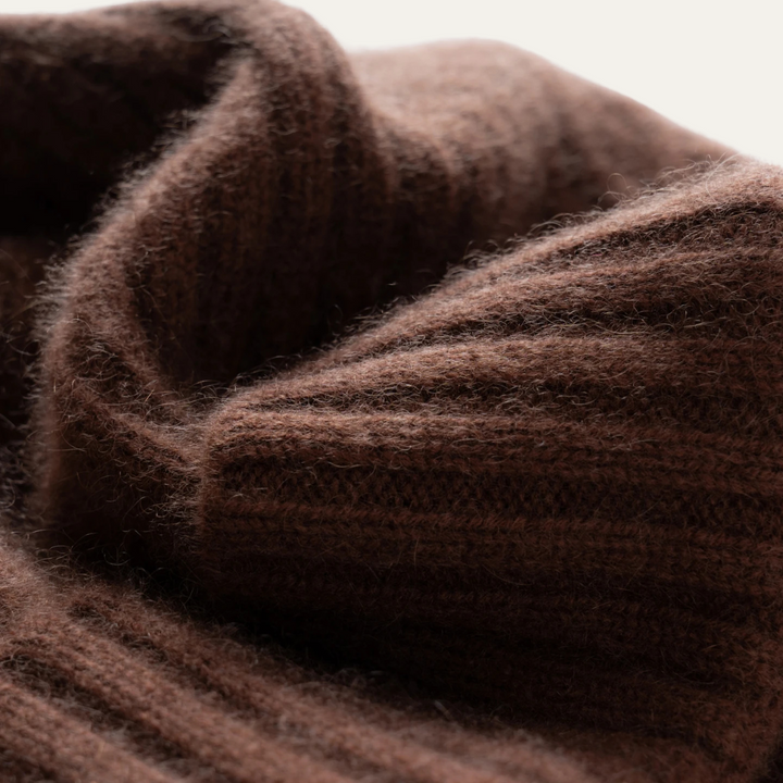 Mens Ribbed Knit Cashmere Beanie