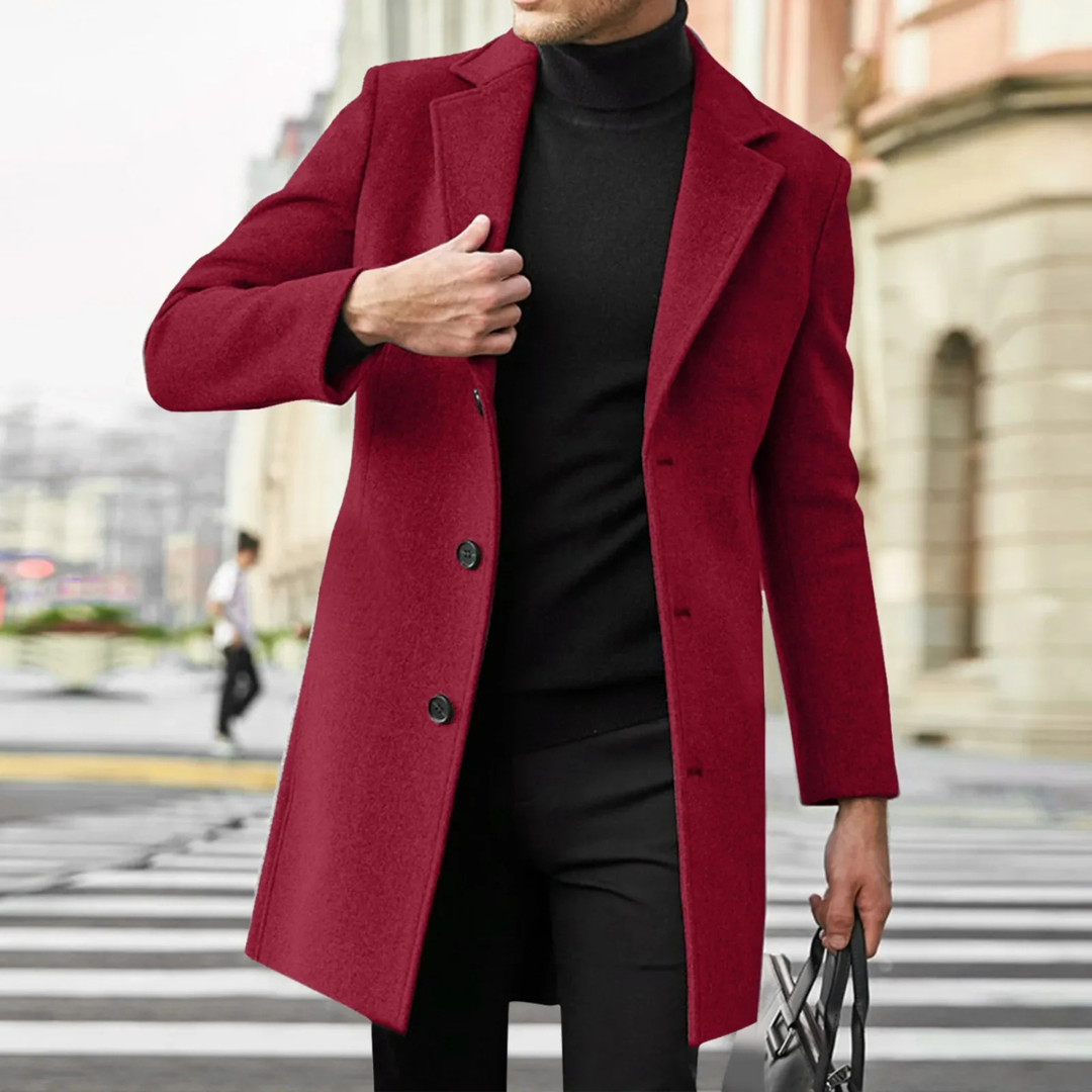 Mens Wool Blend Overcoat Slim Fit Winter