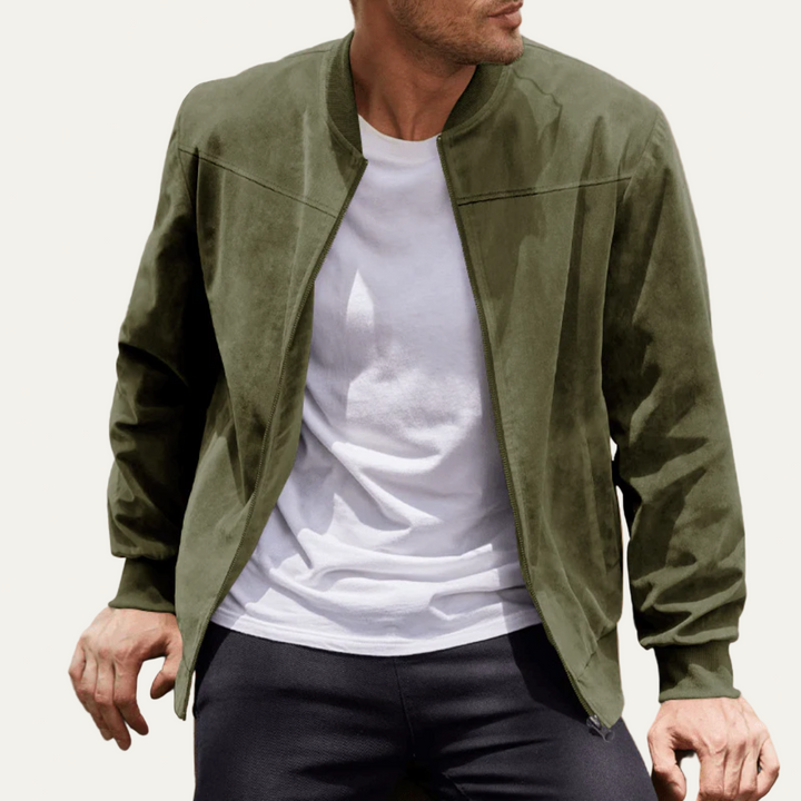 Mens Bomber Jacket Suede Look Relaxed Fit