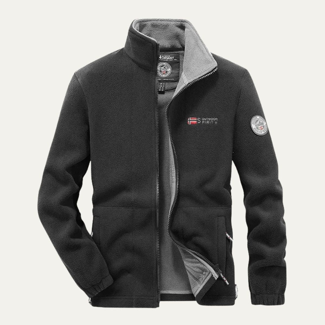 Mens Fleece Jacket Textured High Collar Zip Front