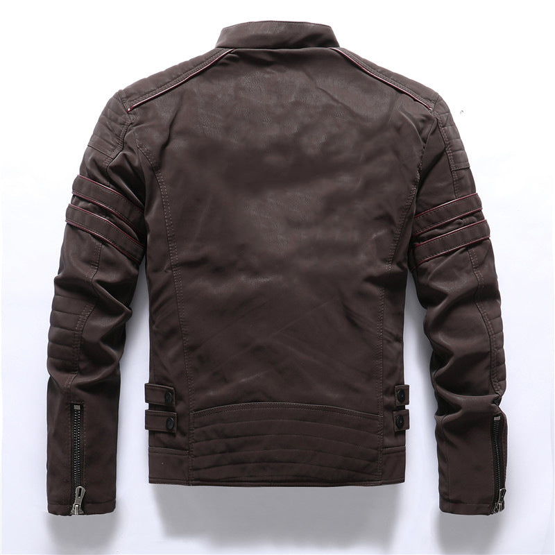 Mens Biker Jacket with Stand Collar Stylish Fit