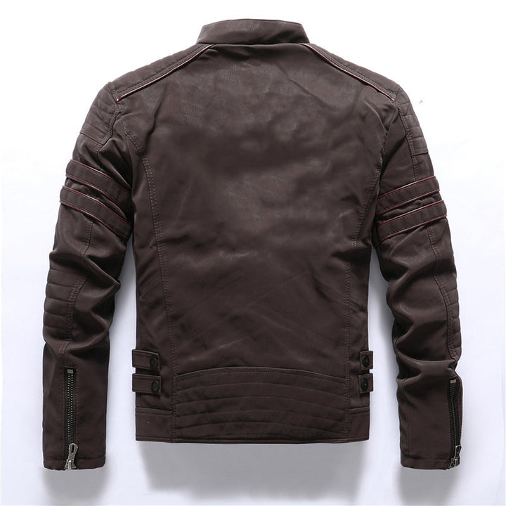 Mens Biker Jacket with Stand Collar Stylish Fit