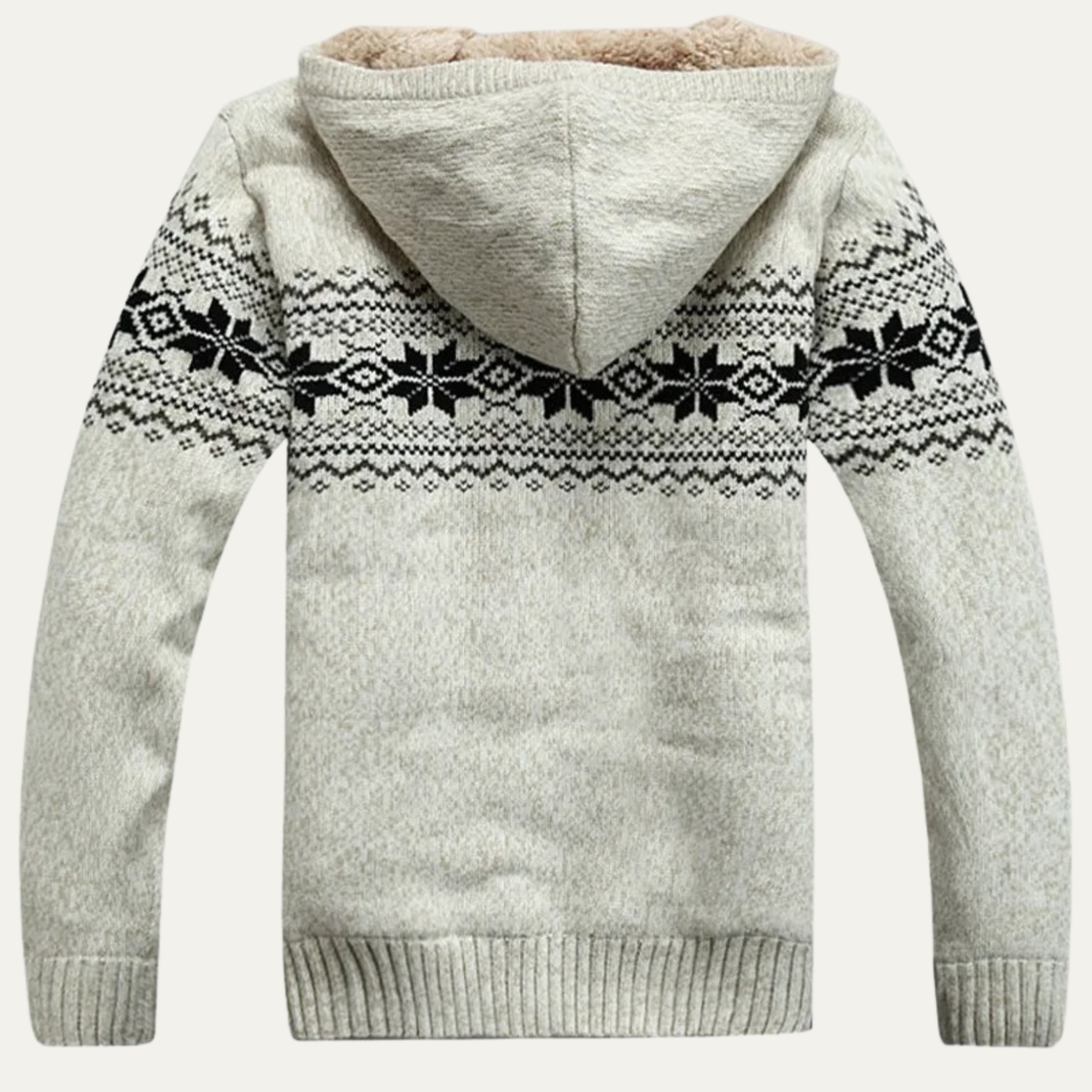 Mens Knit Jacket Zip-Up Hooded Winter Style