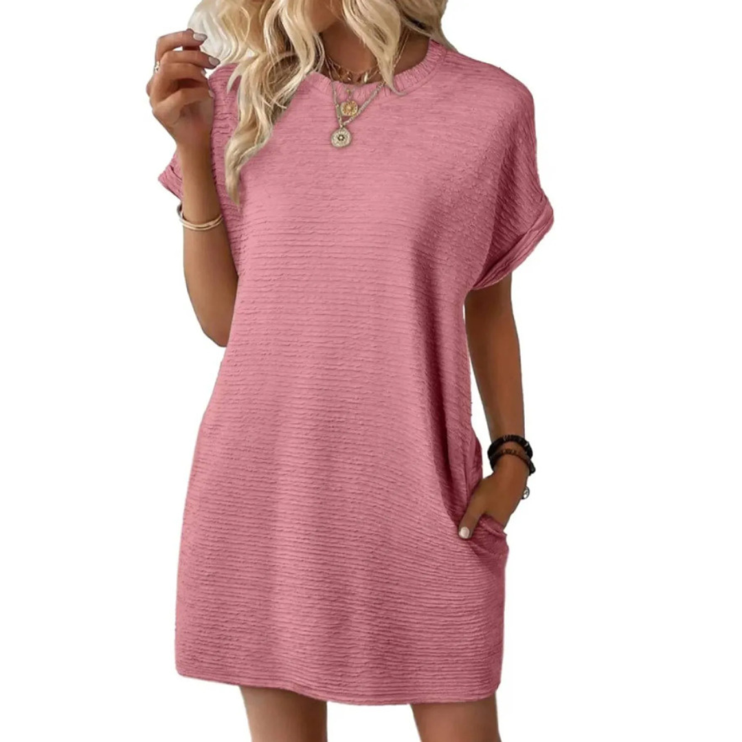 Womens Mini Dress with Short Sleeve and Pockets