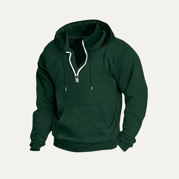 Mens Hooded Sweatshirt with Utility Pocket Partial Zip