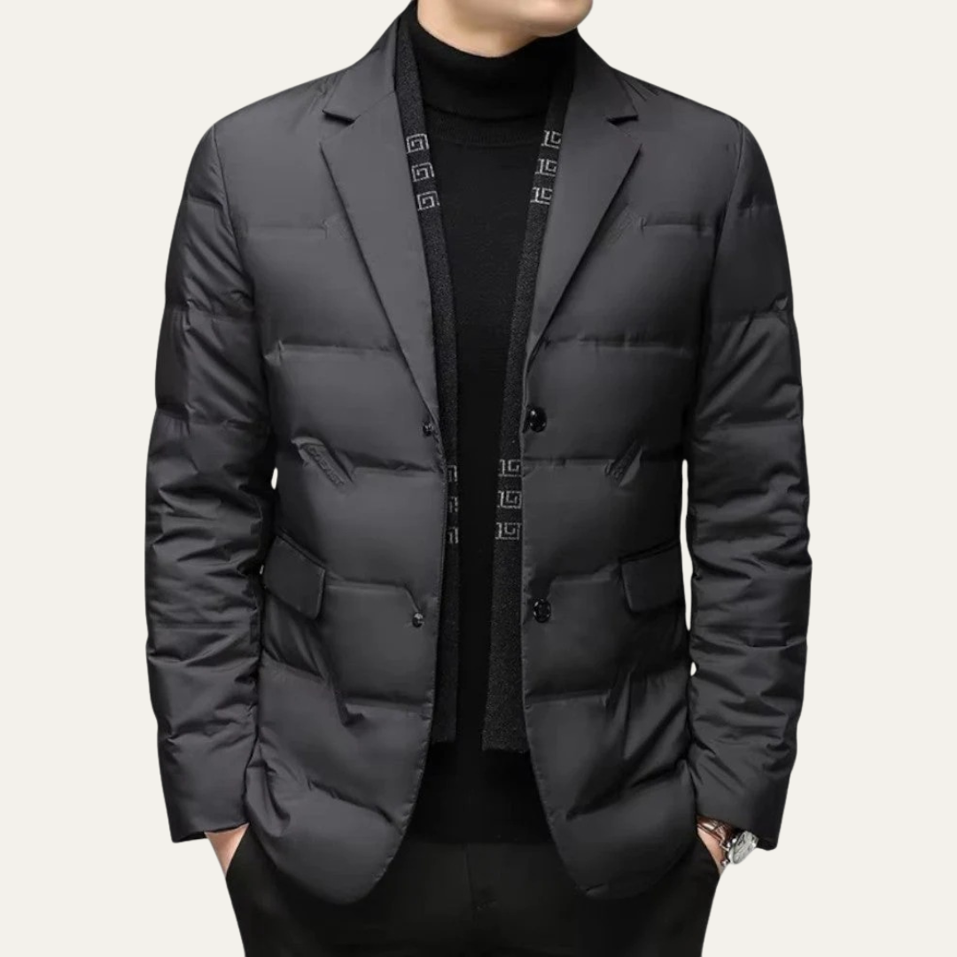 Mens Quilted Down Blazer Jacket Tailored Fit - BritishMode