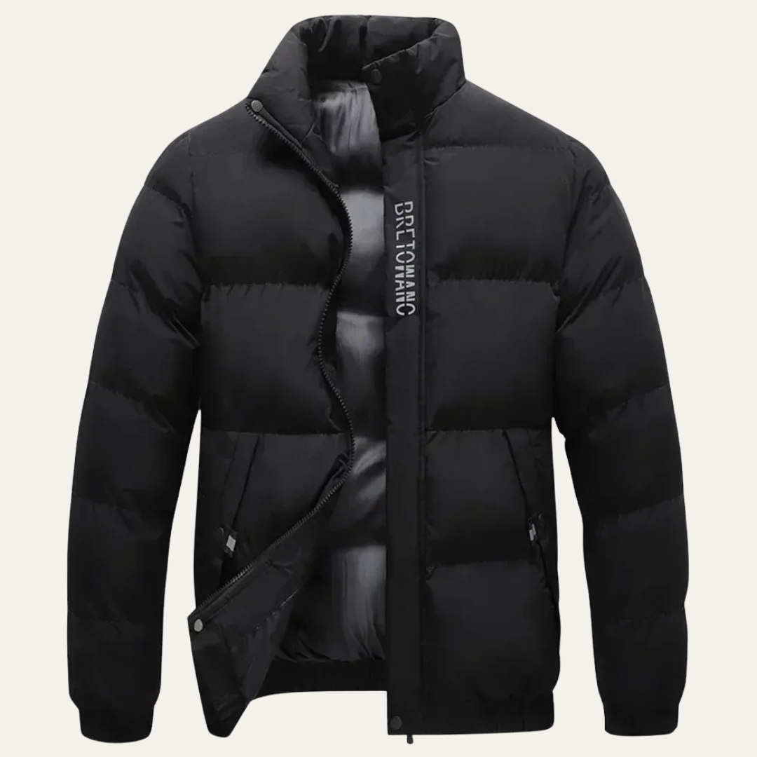 Mens Puffer Bomber Jacket Insulated Stand Collar