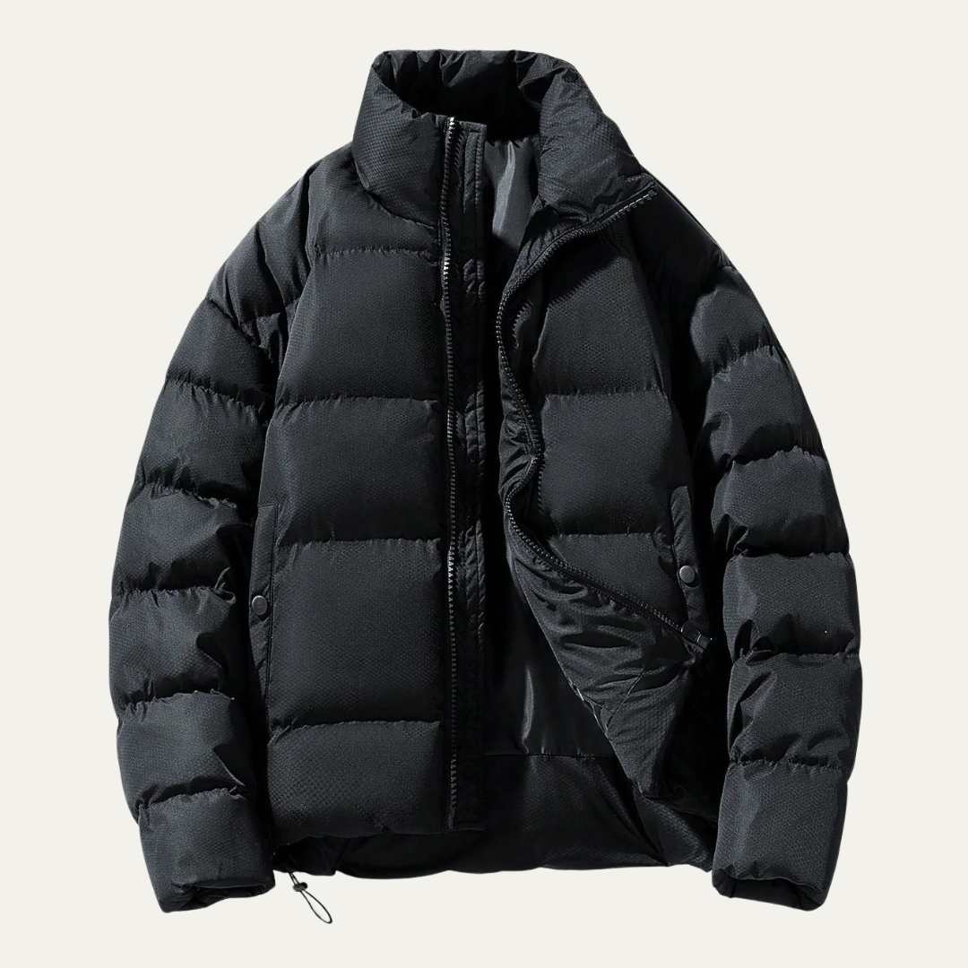 Mens Puffer Jacket Insulated Wide Baffle Stand Collar
