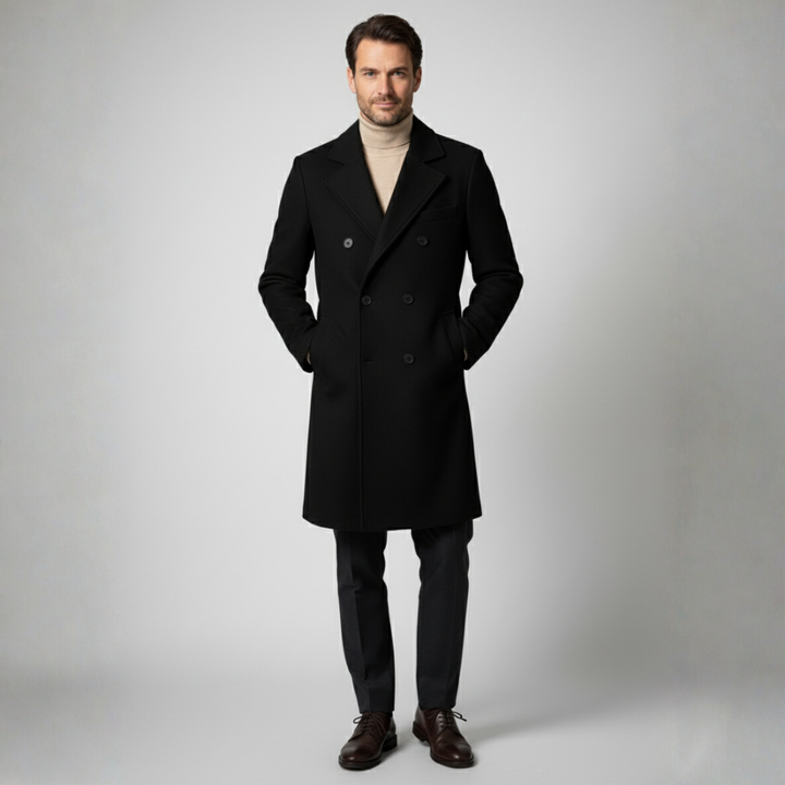 Mens Wool Overcoat Double-Breasted Fit