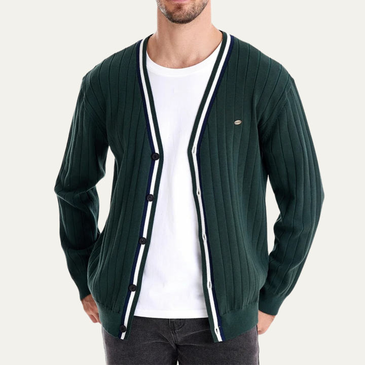 Mens Slim Fit V-Neck Cotton Knit Cardigan