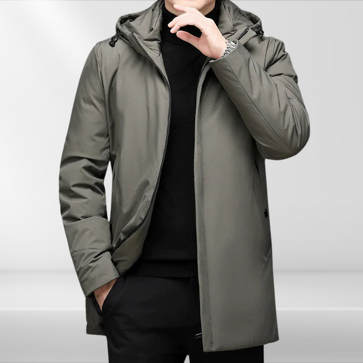 Mens Hoodie Jacket with Duck Down Filling Classic Fit