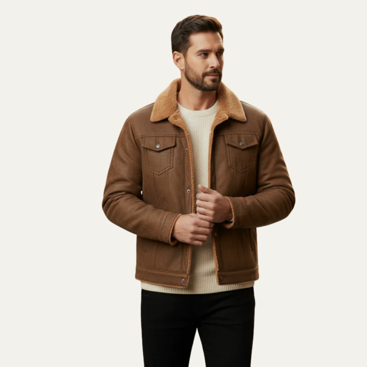 Mens Trucker Jacket Shearling Lined Classic Fit