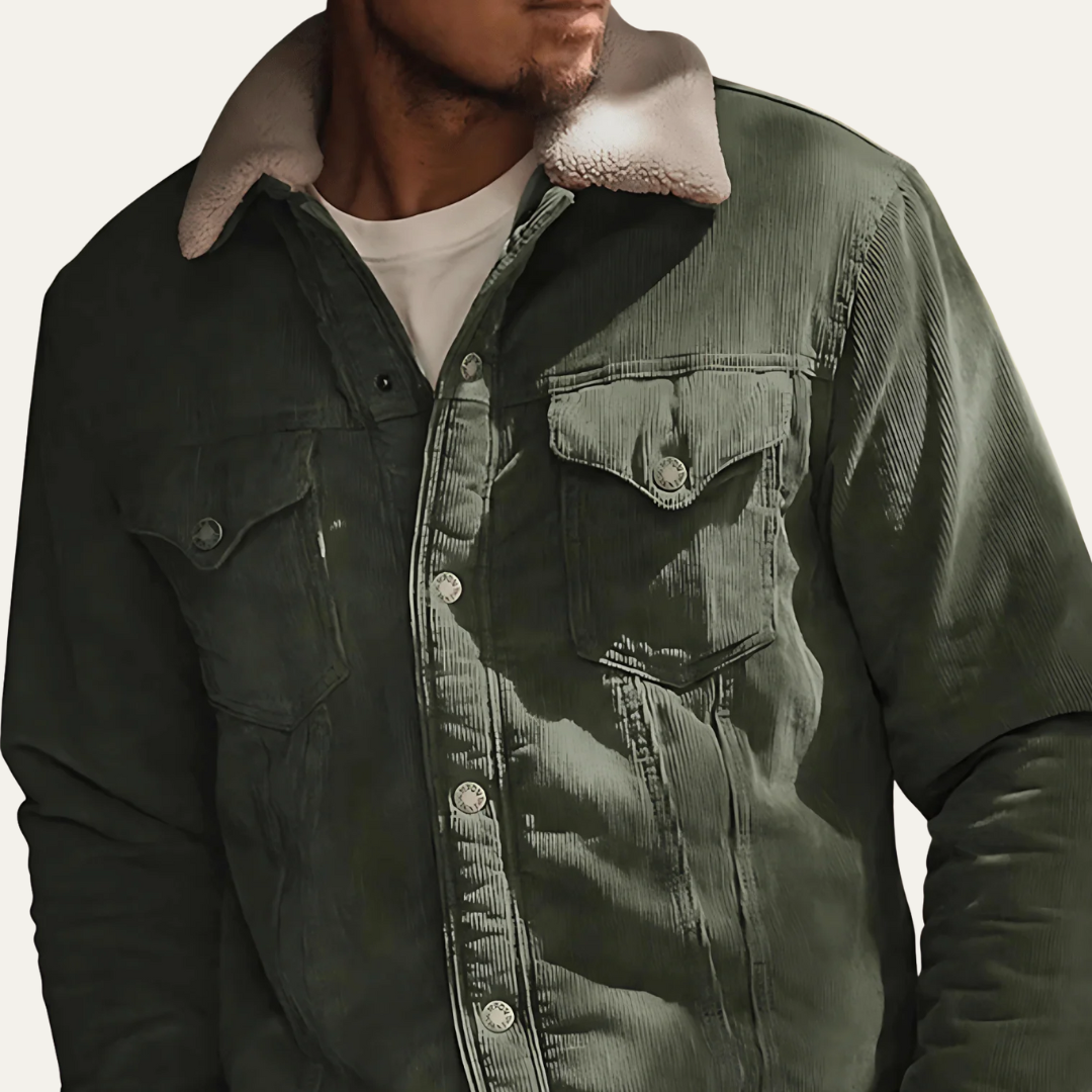 Mens Corduroy Trucker Jacket Sherpa Collar - BritishMode
