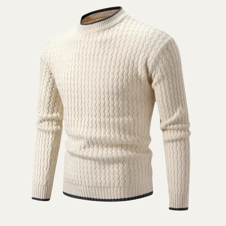 Mens Sweater Mock Turtleneck Textured Knit