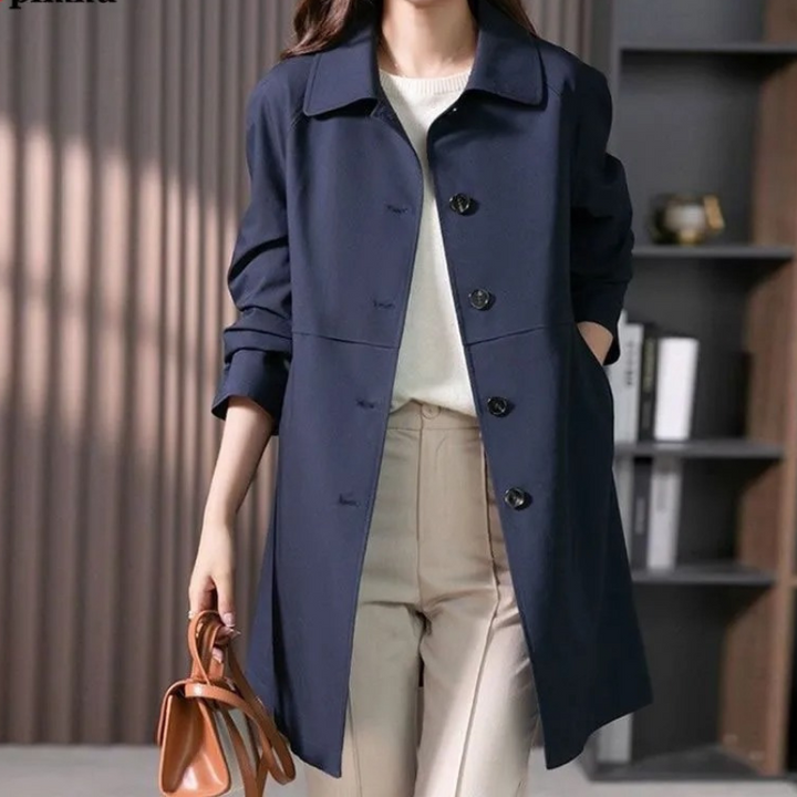 Womens Short Trench Coat Single Button Classic Style