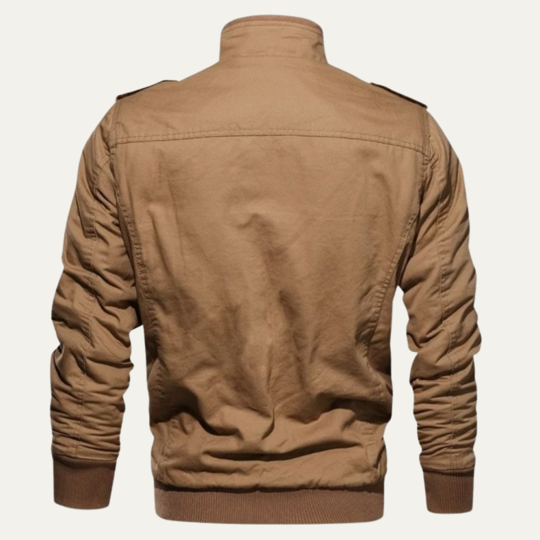 Mens Bomber Jacket Windproof Multi-Pocket Military Style