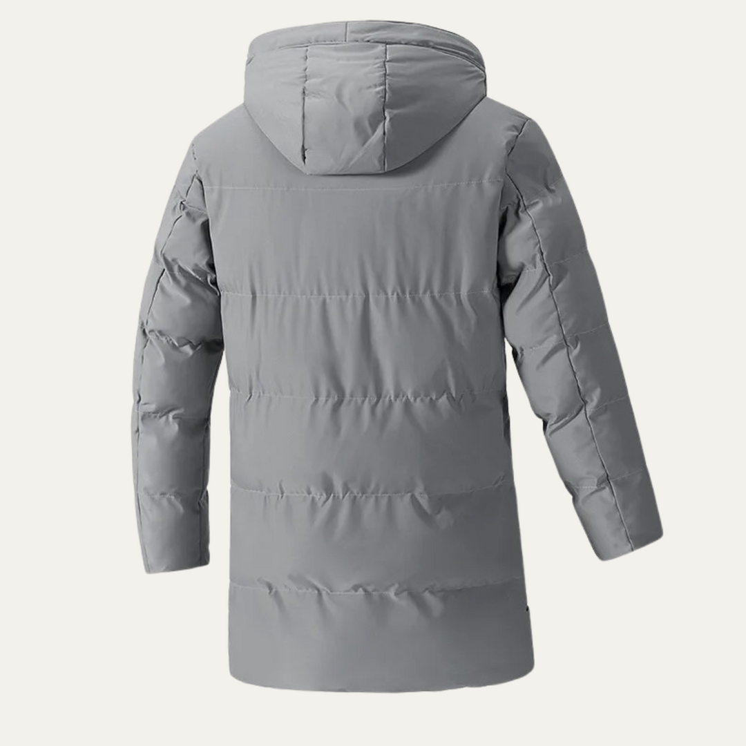 Mens Long Hooded Puffer Jacket Insulated Winter