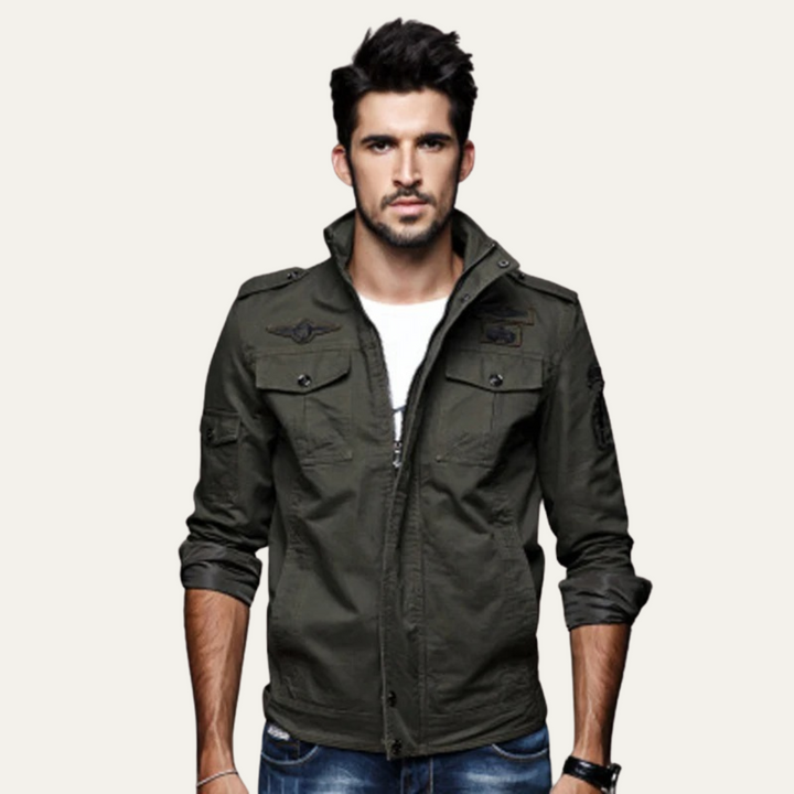 Mens Cargo Jacket Cotton Pockets Trendy Fit