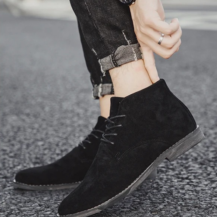 Mens Casual Suede Lace-Up Ankle Boots