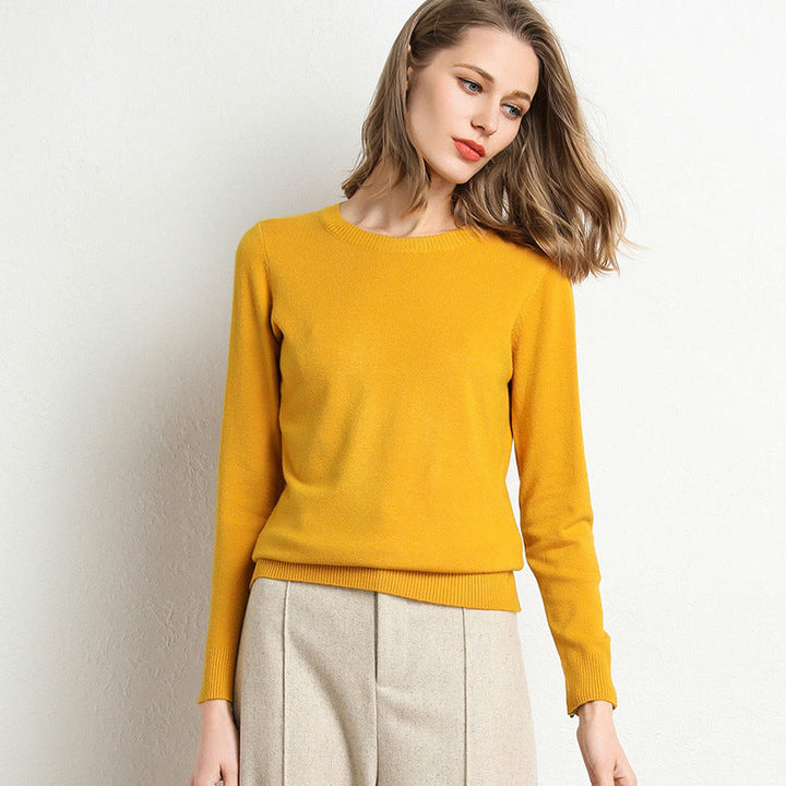 Womens Wool Sweater Crew Neck Cozy Fit