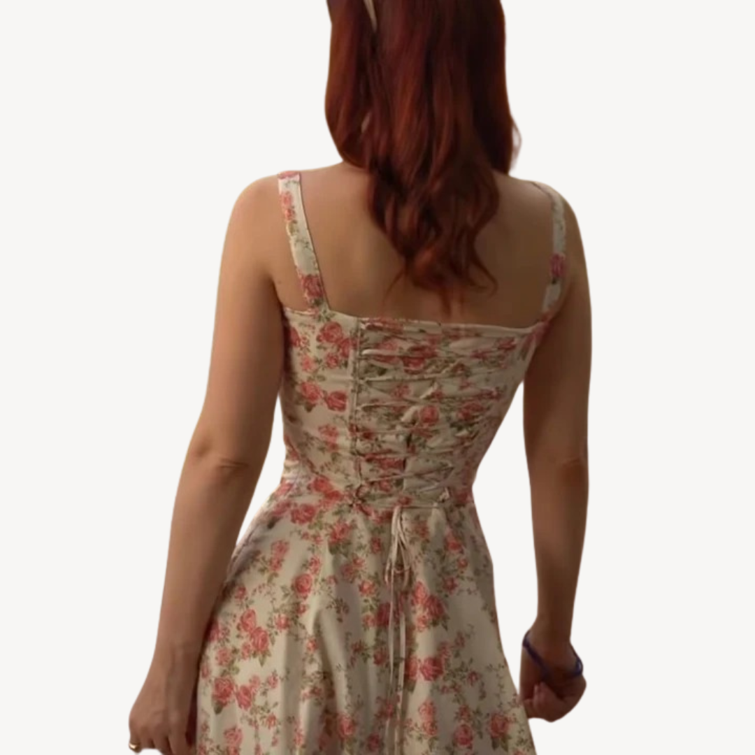 Womens Midi Dress Floral Split Fit