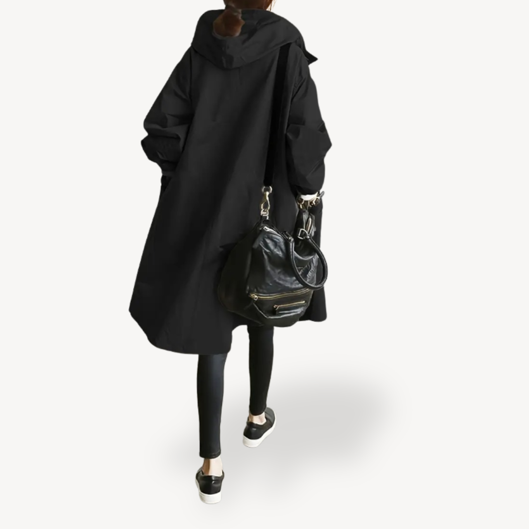 Womens Long Coat with Hood Relaxed Fit