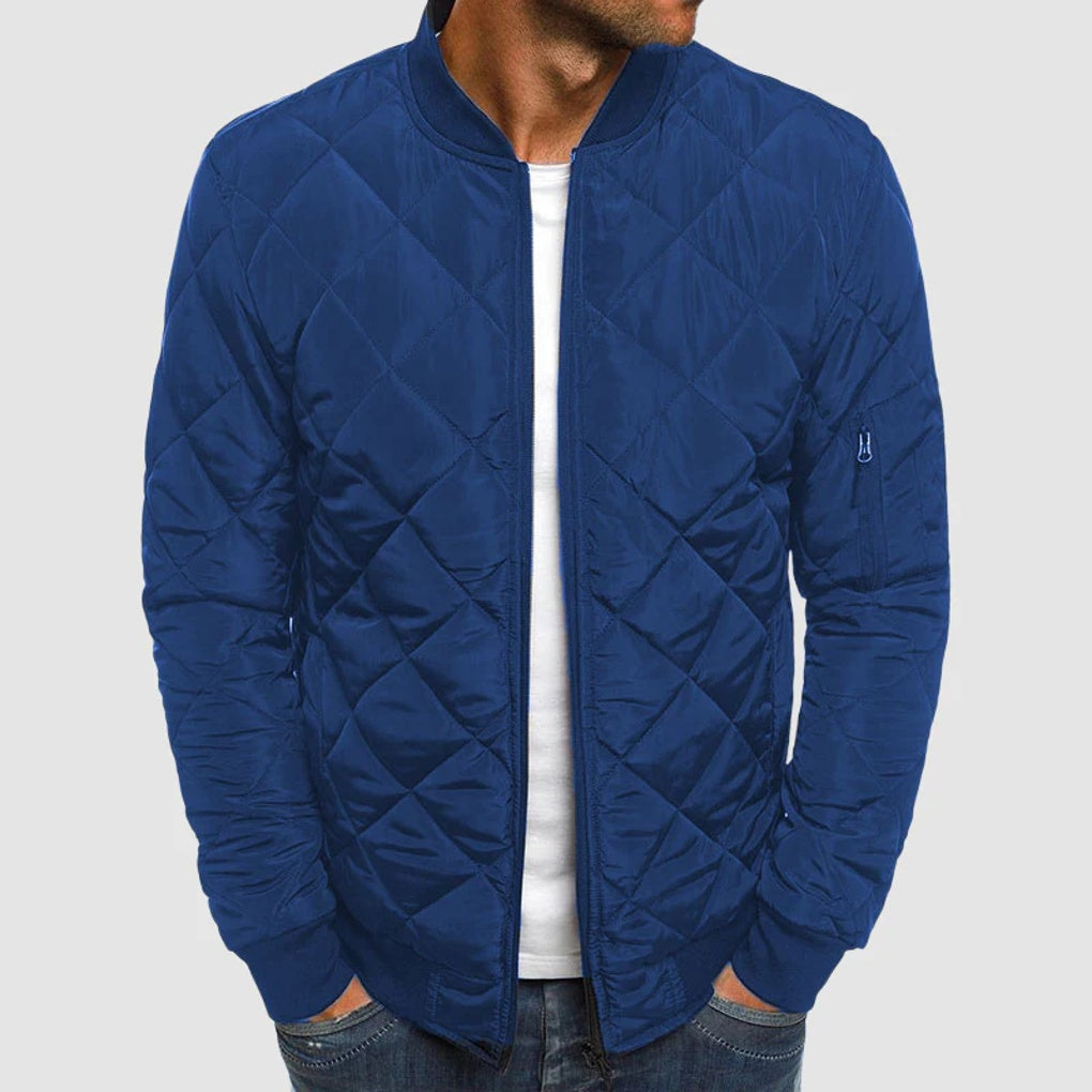 Mens Bomber Jacket Quilted Cotton Zip Front