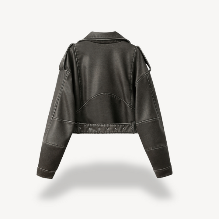 Womens Leather Biker Jacket Slim Fit