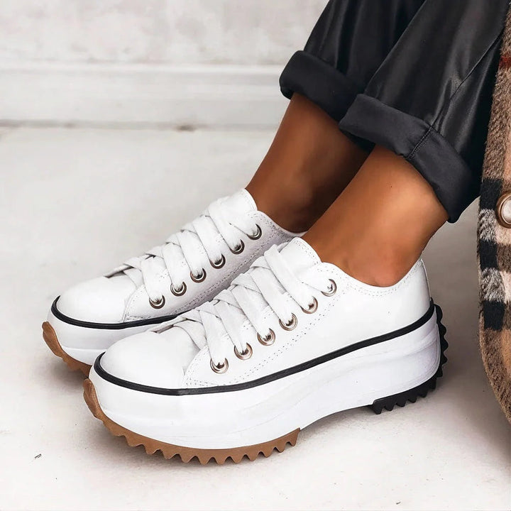 Womens Casual Platform Sneakers Lace-Up Comfortable Fit