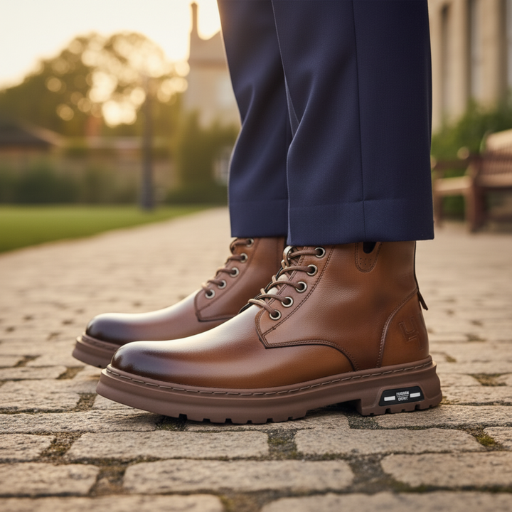 Mens Leather Ankle Boots Durable Non-Slip Design