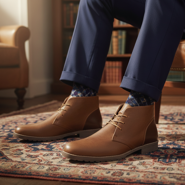 Mens Leather Boots Classic Retro Style