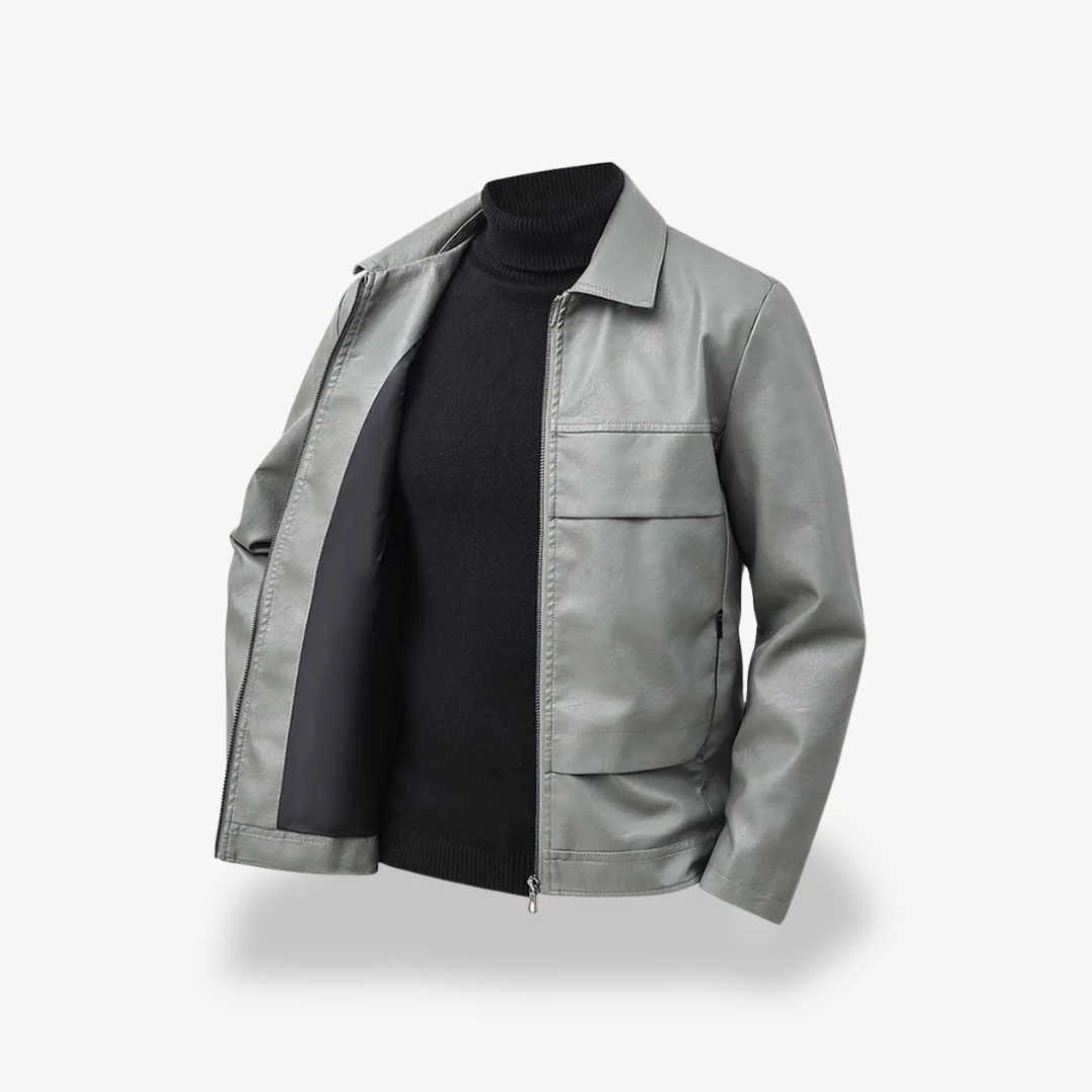 Mens Jacket Faux Leather Classic Fit