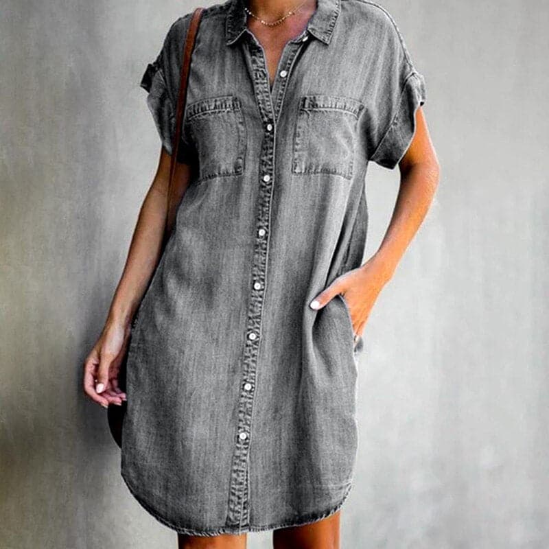 Womens Denim Dress with Buttons Comfortable Fit