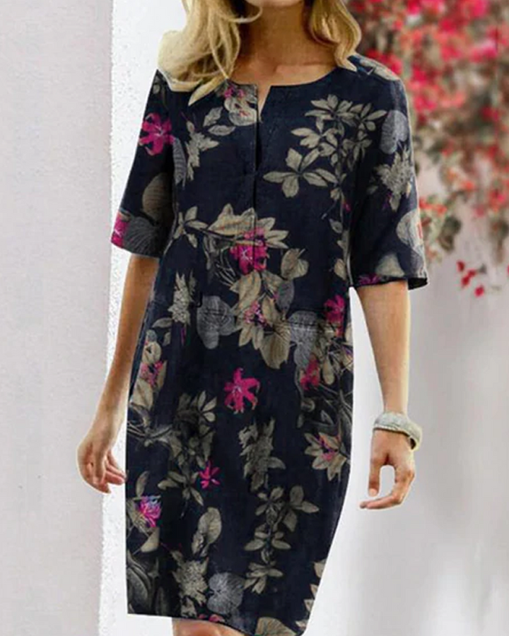 Womens Casual Sundress Floral Pattern Short Sleeve