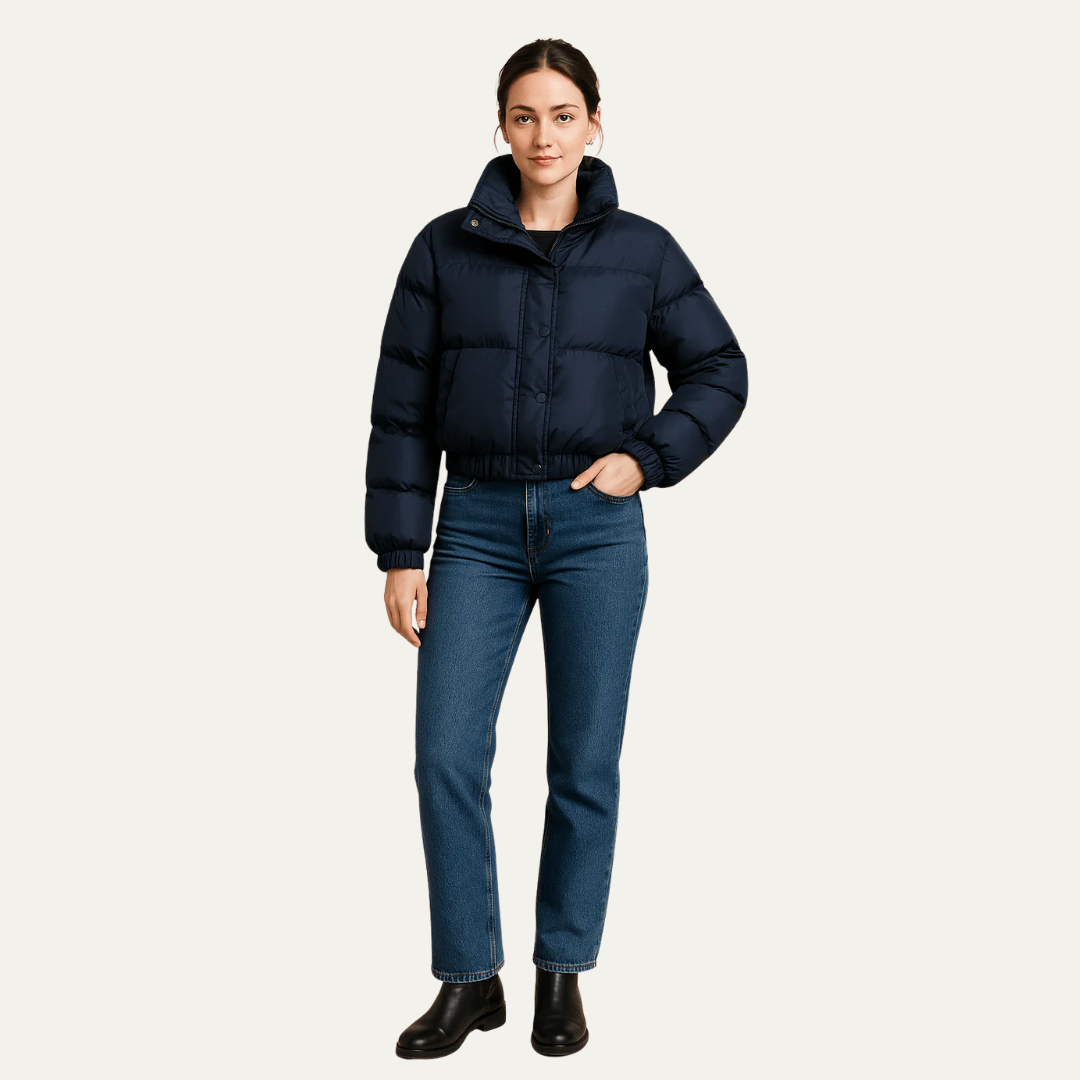 Womens Cropped Puffer Jacket Boxy Fit