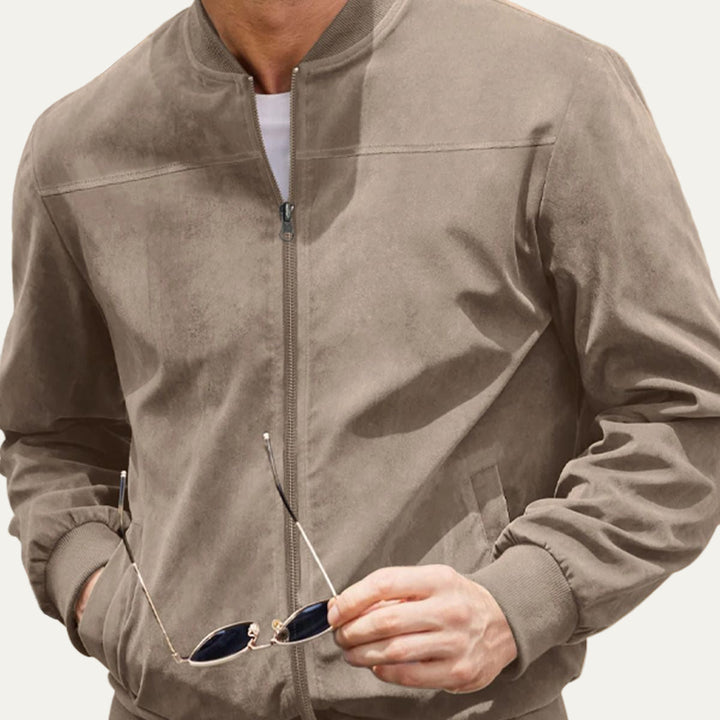 Mens Bomber Jacket Suede Look Casual Fit