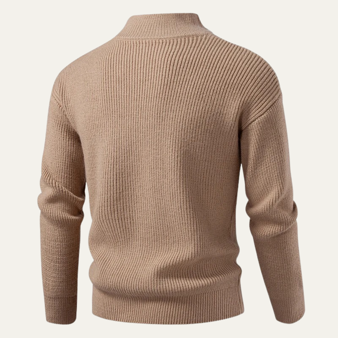 Mens Knitted Cardigan Stand Collar Winter Style