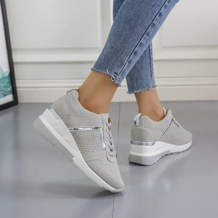Womens Orthopedic Trainer Shoes Wedge Lace-Up