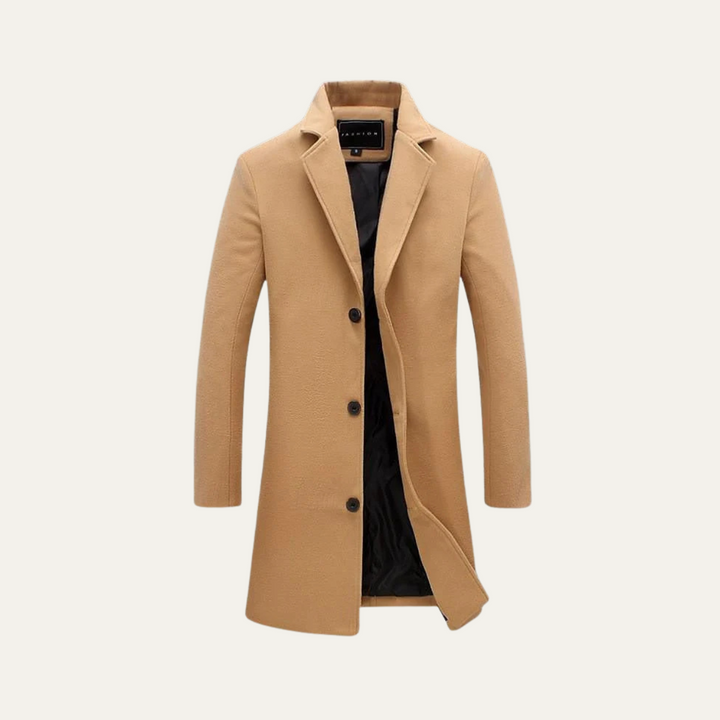 Mens Wool Coat Single Breasted Minimal Elegant Fit - BritishMode