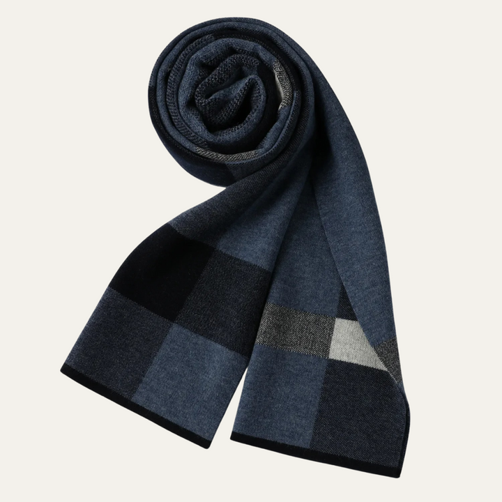 Mens Classic Knit Plaid Scarf Wool Blend