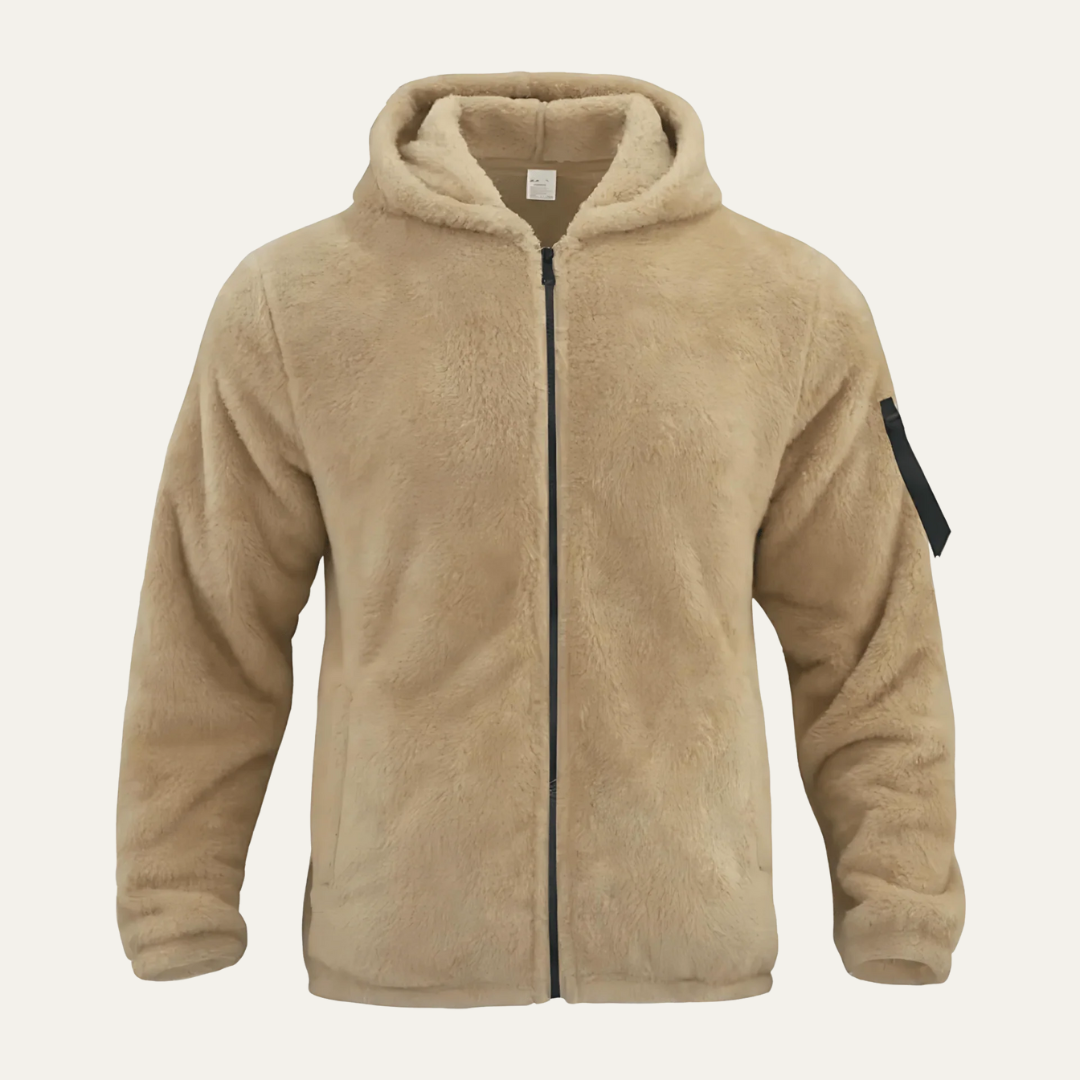 Mens Sherpa Hooded Jacket with Utility Sleeve Pocket - BritishMode