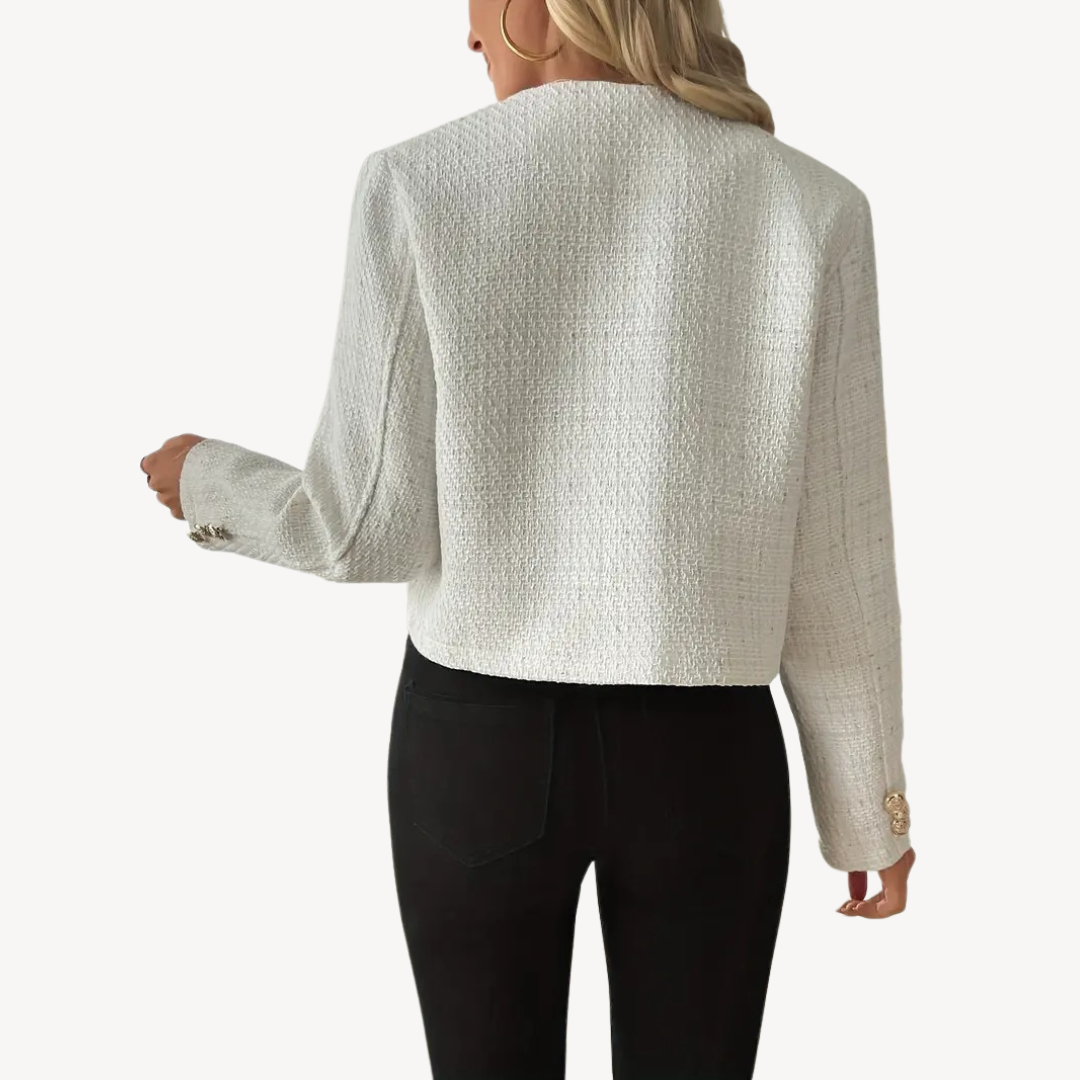 Womens Tweed Blazer Button-Up Classic Fit