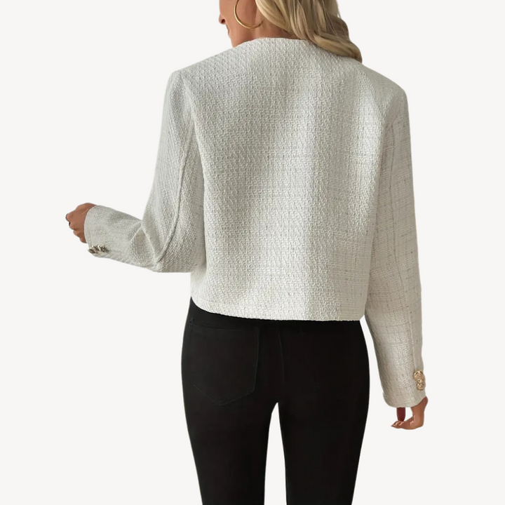 Womens Tweed Blazer Button-Up Classic Fit