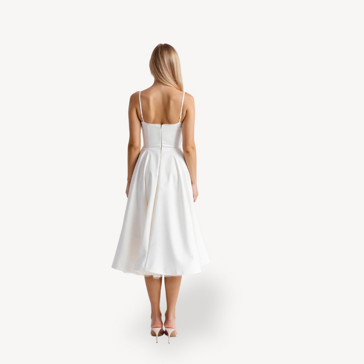 Womens A-Line Midi Dress Cotton with Pockets