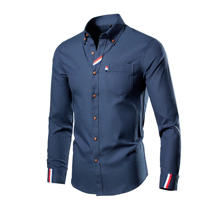 Mens Long Sleeve Button-Down Shirt Relaxed Fit