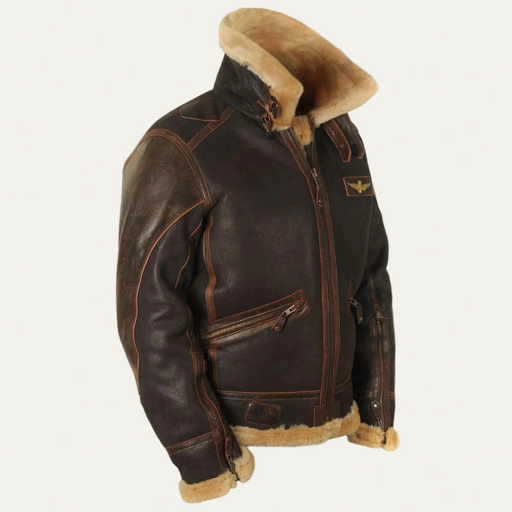 Mens Aviator Jacket Leather Shearling Lined