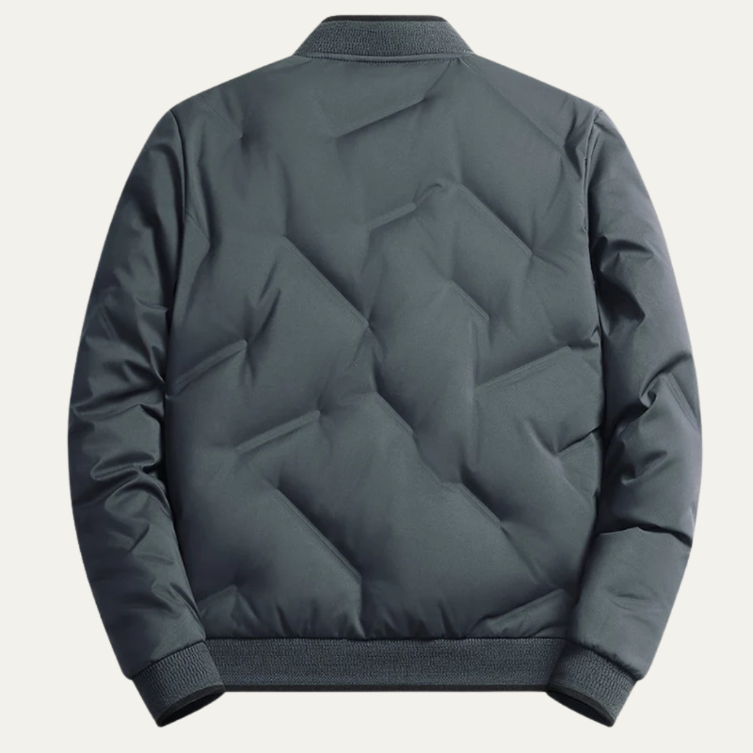 Mens Quilted Bomber Jacket Ribbed Collar